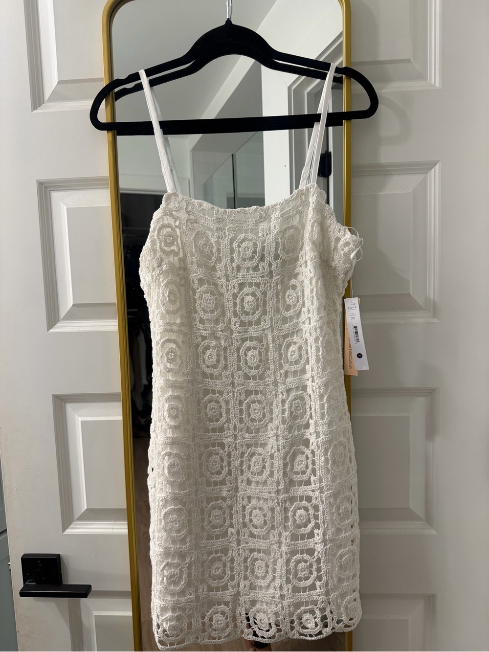 Bloomingdale's White Crochet Mini Slip Dress